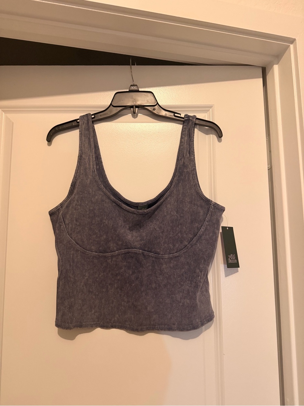 Wild Fable Women’s Ribbed Scoop Grey Crop Tank Top in XL